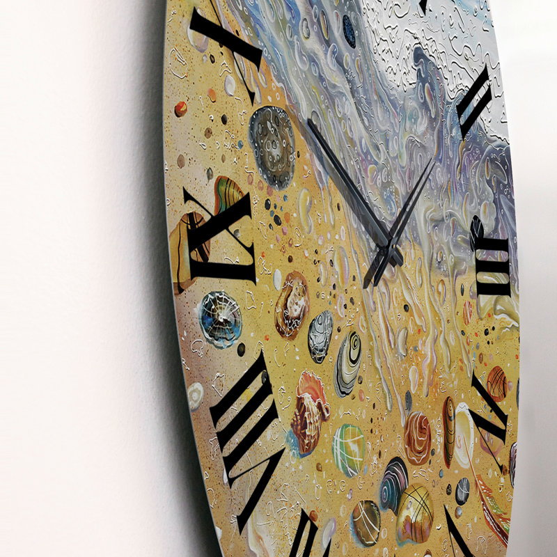 Seashells On The Beach - Nautical & Coastal Wall Clock, Medium