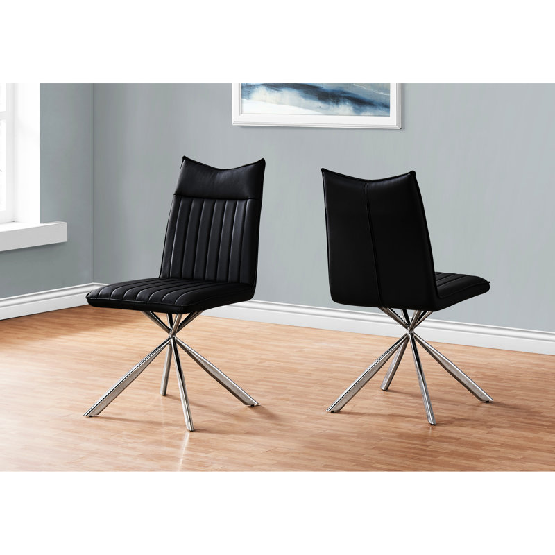 Chaise de salle à manger de 2 personnes, revêtue de tissu noir, base en métal, look contemporain pour table