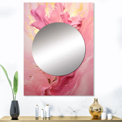 Bohatice Pink Radiant Dusk Dream II - miroir décoratif abstrait, miroir mural moderne, impression d'art en métal