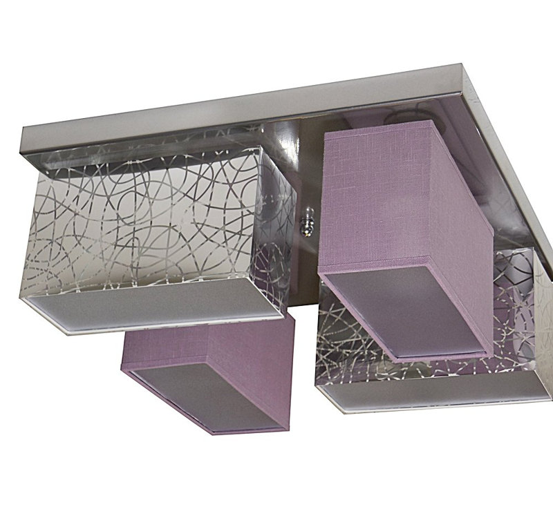 Pascoe Fabric Semi Flush Mount, Silver/Purple Transparent