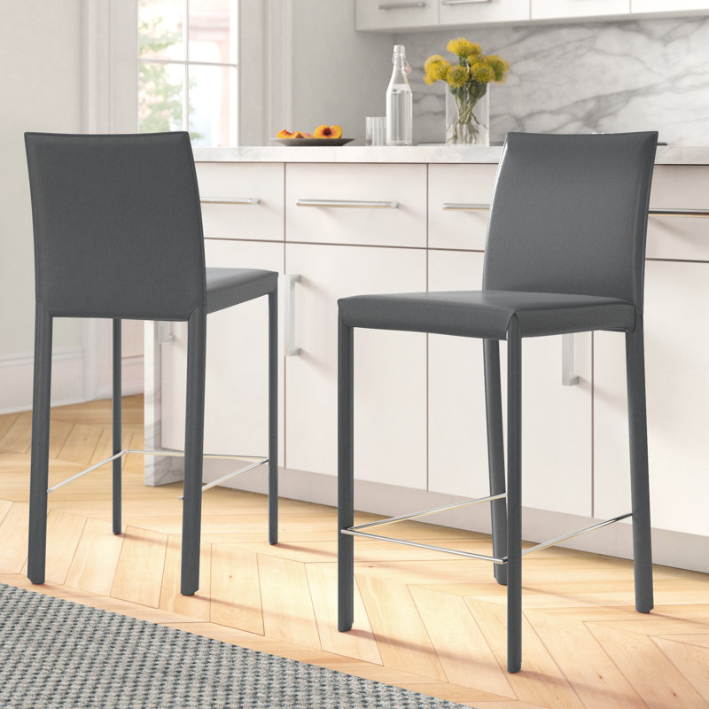 Gilson Upholstered Counter Stool, Gray Faux Leather, Bar Stool (30" Seat Height)