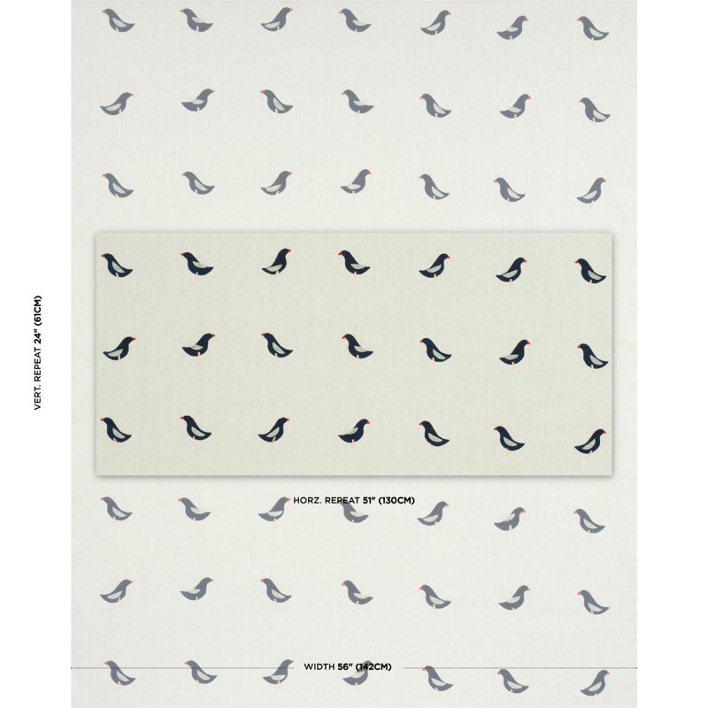 Schumacher X Caroline Z Hurley  Birds Hand Block Print Fabric