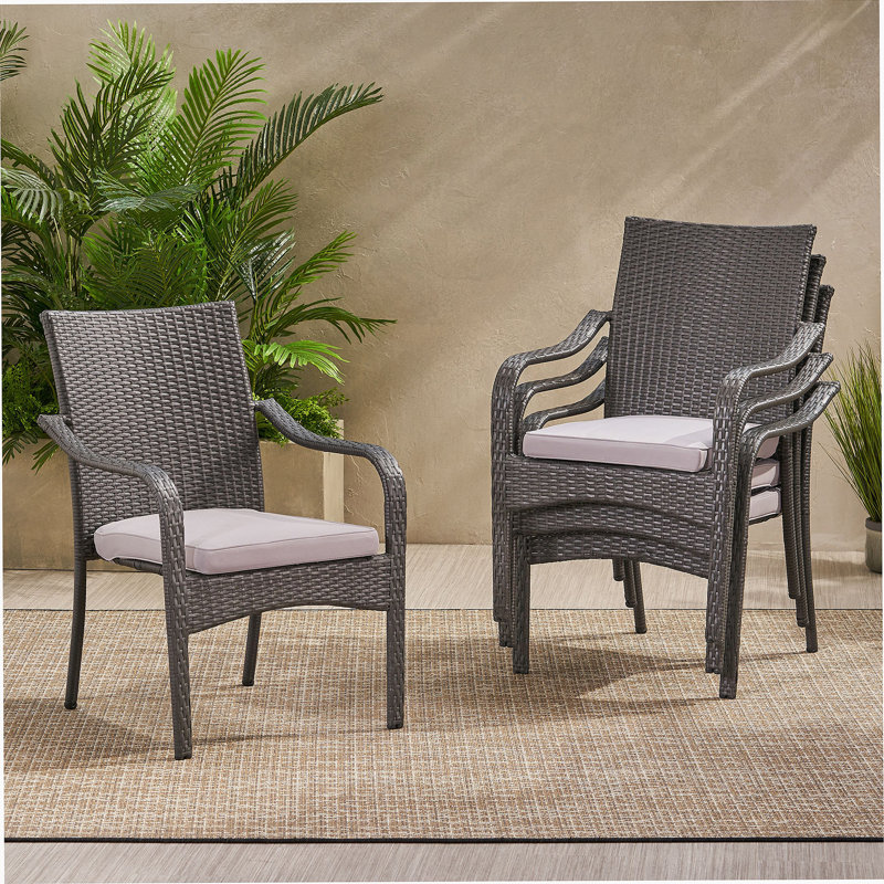 Outdoor Rattan Dining Set with 4 Dining Chairs,Grey