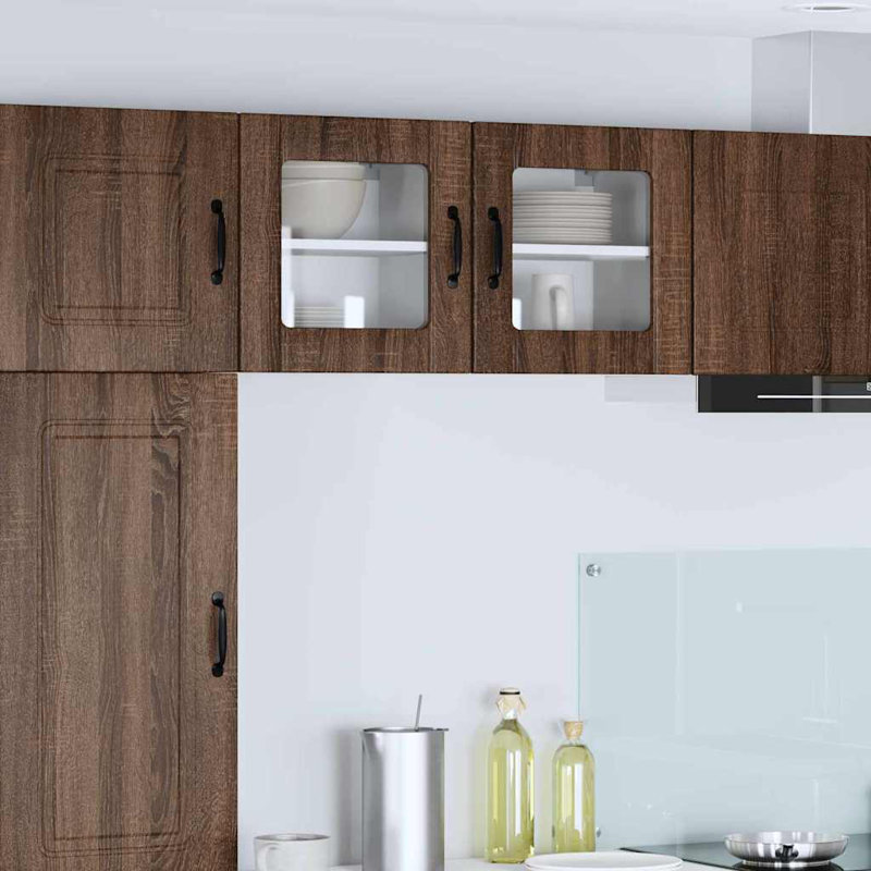 Vidaxl Kitchen Cabinet With Shelf 2 Pcs Concrete Grey 40 X 31 X 40 Cm, Brown Oak