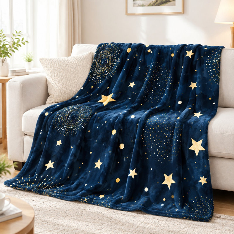 Jeté en flanelle Starry Night, L 80 po x l 60 po
