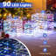 3 boîtes-cadeaux de Noël illuminées avec 90 lumières pré-installées