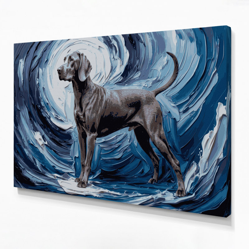 «Dogs Weimaraner», art mural sur toile grise, H 20 po x l 30 po