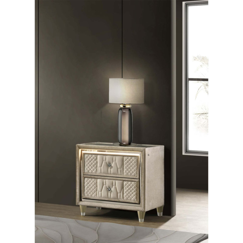 Table de chevet 2 tiroirs à DEL Mika