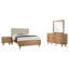 Ensemble de chambre à coucher 4 pièces, lit moderne de style Mid-Century, une table de chevet, une commode et un miroir de commode-130033242-130033240