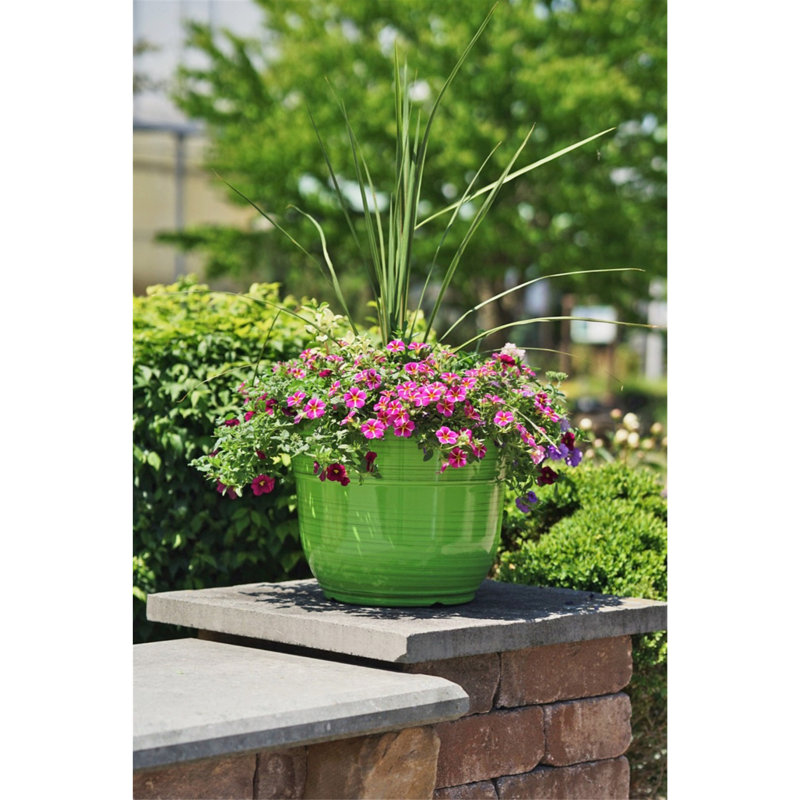 Maisonette Round Pot Planter with Drainage Holes, Bright Green
