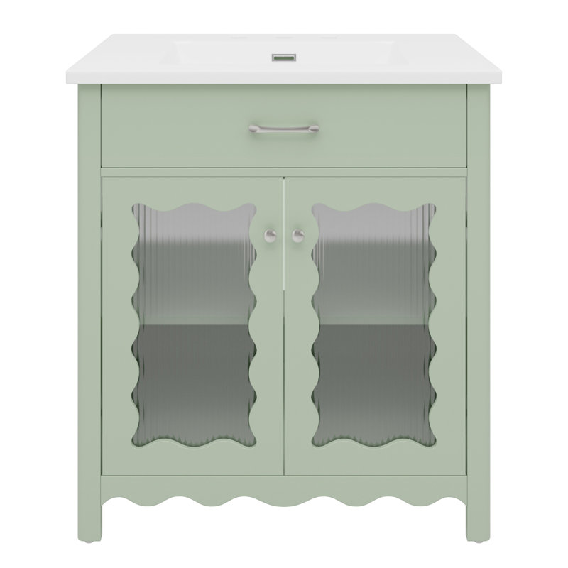 Meuble-lavabo moderne 31 "avec plateau en céramique, Vert