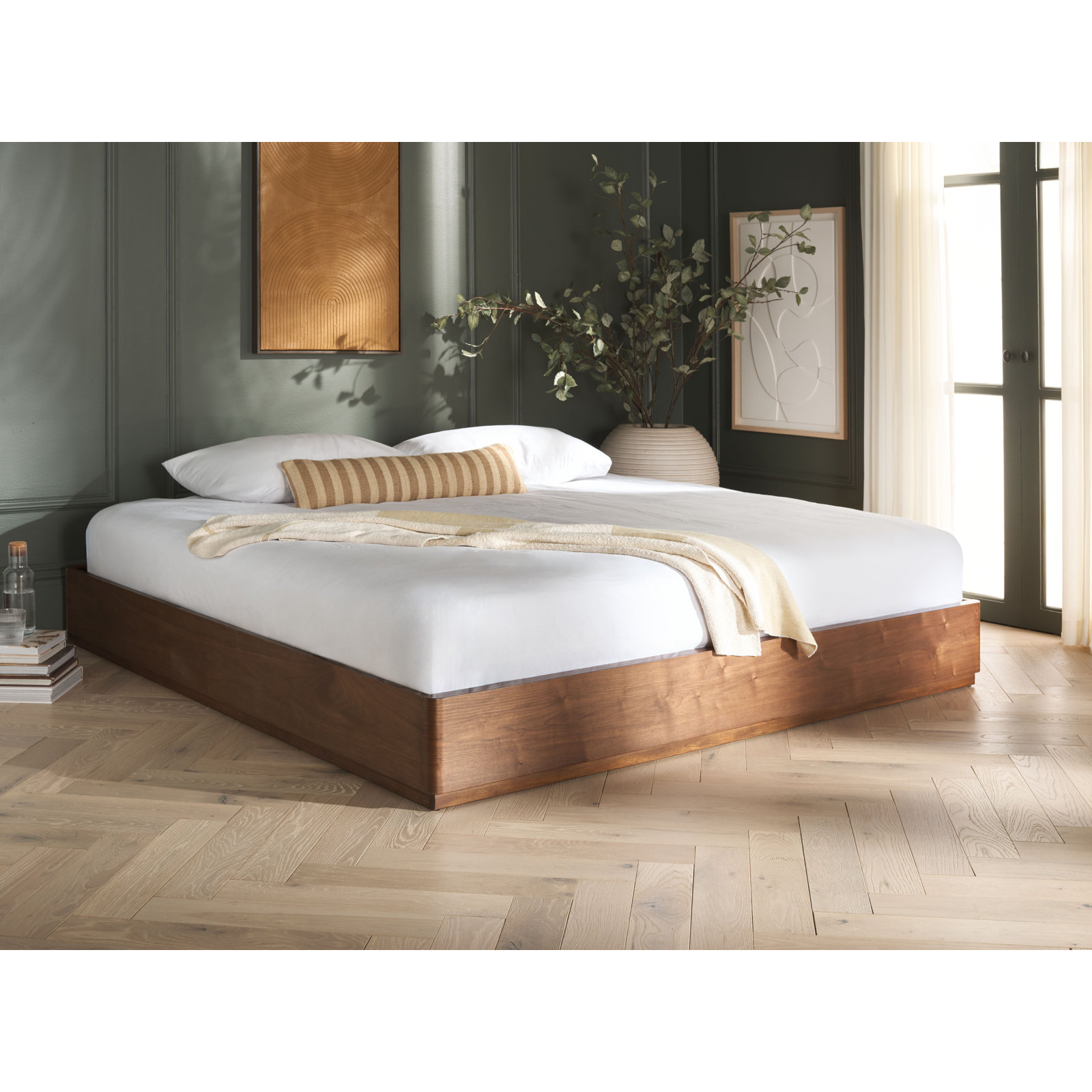 Arland Decarla Wood Bed Frame, Walnut, King