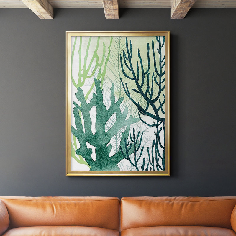 Corail texturé I, reproduction encadrée de qualité supérieure - prête à être accrochée, H 30,5 po x l 22,5 po x P 1,25 po, Or