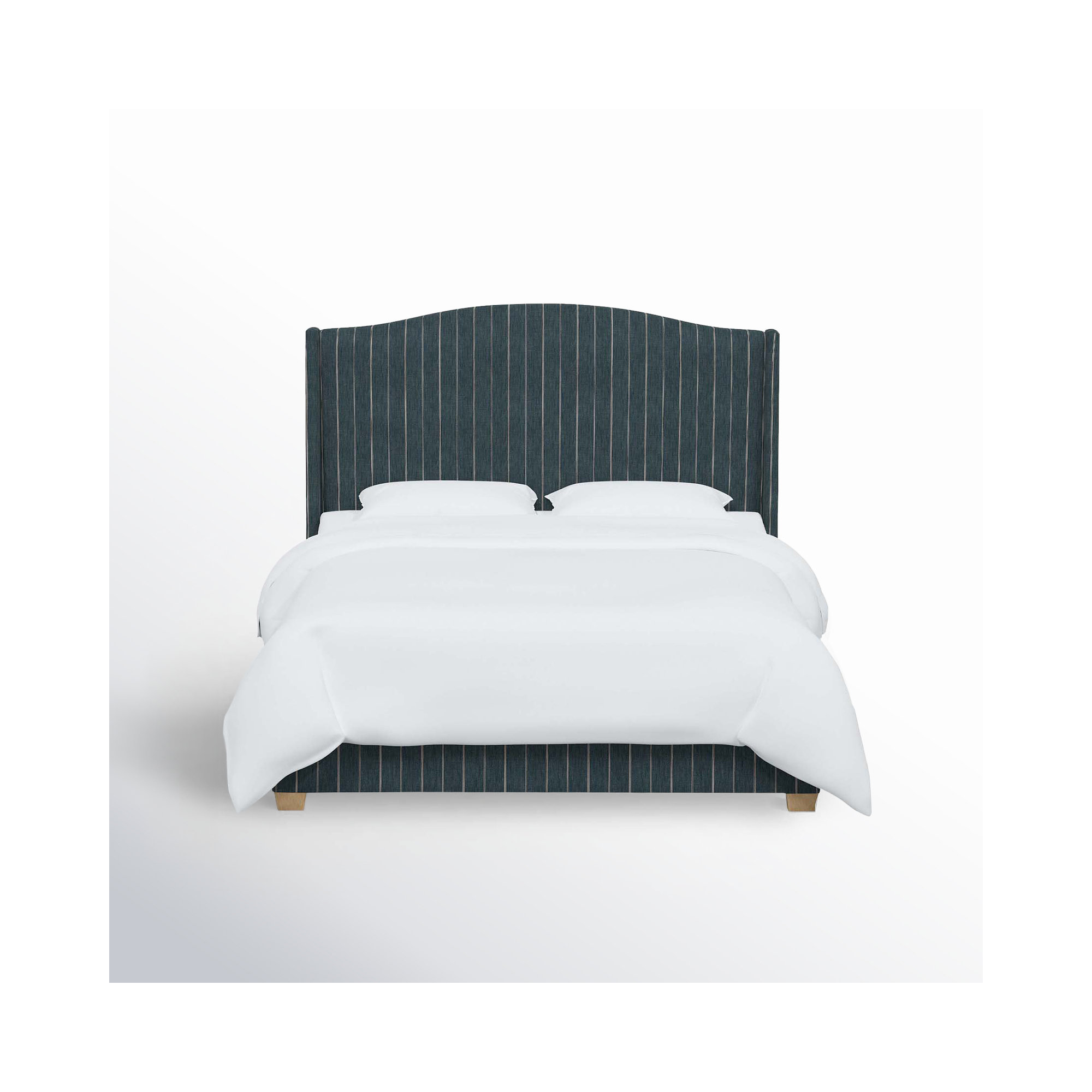Allis Upholstered Wingback Bed, Twin, Fritz Indigo Stripe