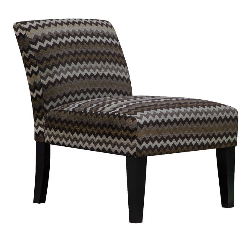 Javi Avington 26" Wide Armless Slipper Chair, Chevron Chocolate Brown