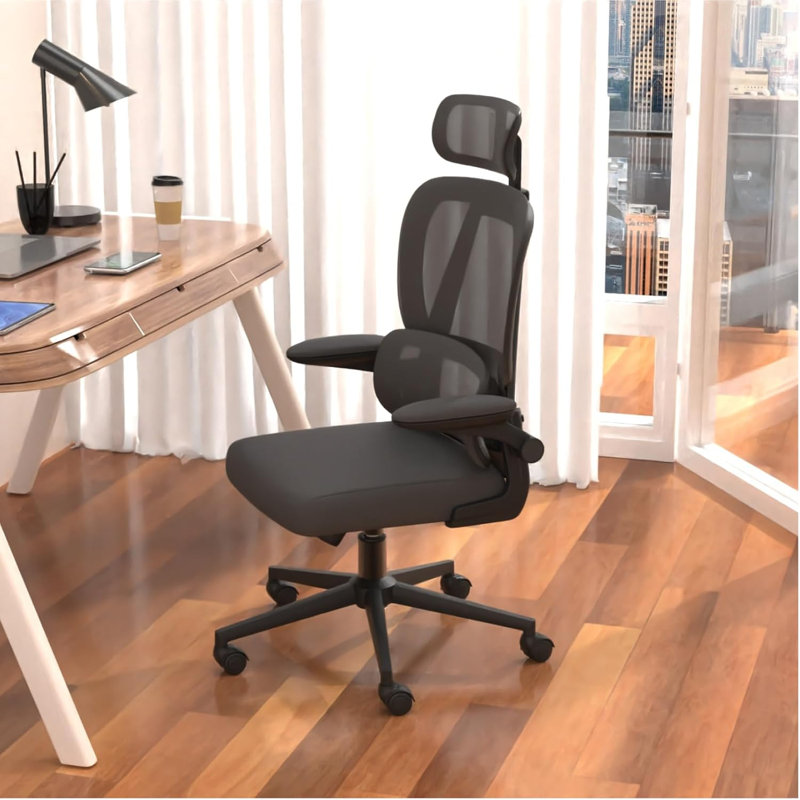 Chaise de bureau ergonomique en filet, Noir, noir, noir, noir