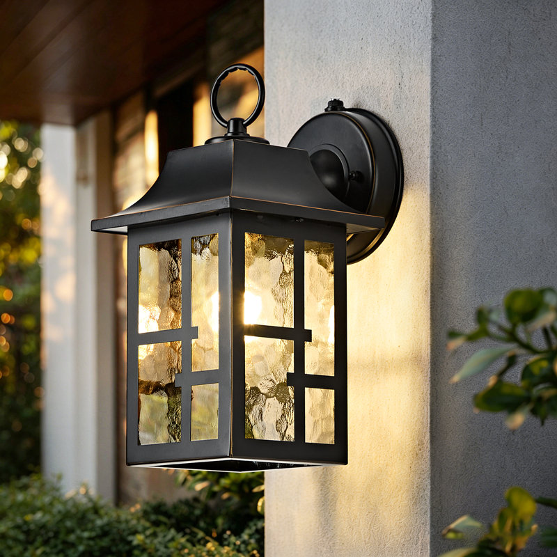 Dusk To Dawn Outdoor Wall Light, Waterproof Porch Sconce With Water Ripple Glass, Rust-resistant Exterior Lantern For House Or Garage (1-pack)