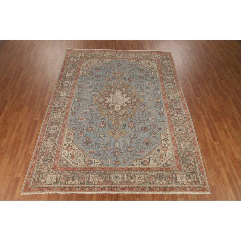 Tapis bleu géométrique 8 x 11 po