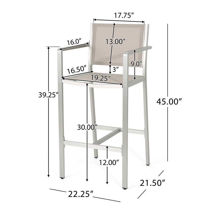 Outdoor Barstools with Durable Rust-Proof Frame and Comfortable Mesh Seating