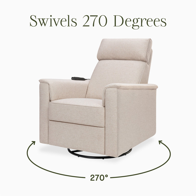 Willa Deluxe Power Recliner and Swivel Glider with Heat and Massage, Performance Beach Eco-Weave