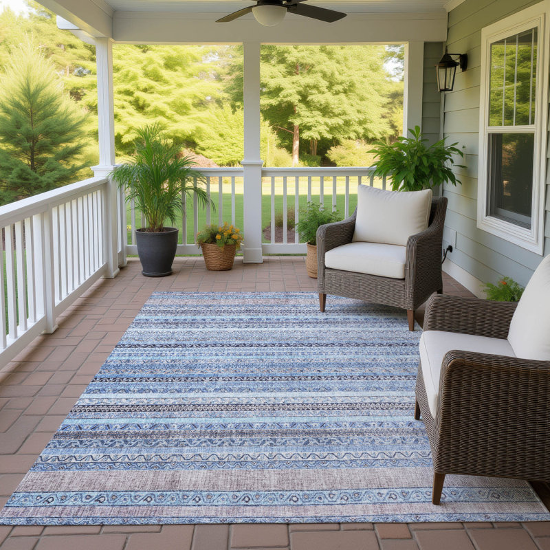 Tapis intérieur / extérieur lavable à la machine Chantille ACN2742, Ciel, 8 pi x 10 pi