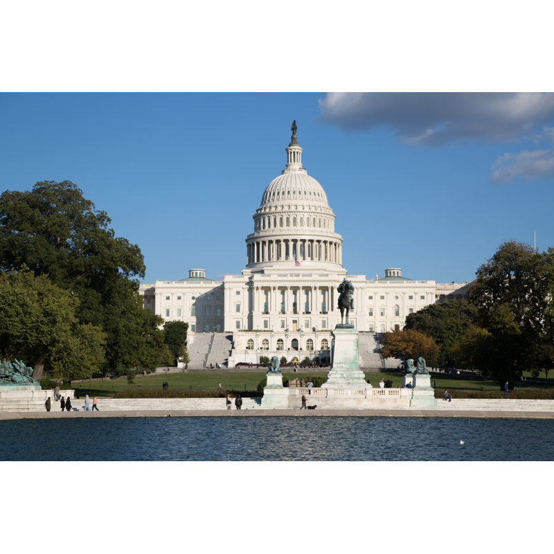 " U.S. Capitol Building - Front Wide View Water ", 16" H x 24" W x 1.5" D