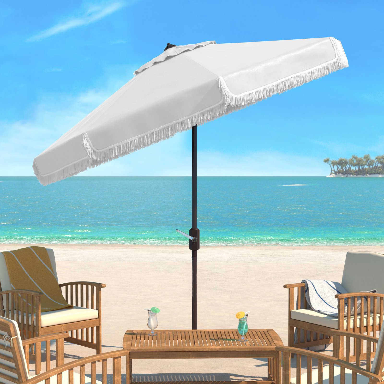 Argentina 100.79'' Outdoor Umbrella, White