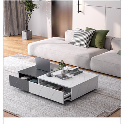 Table basse moderne et noire avec deux espaces de rangement
