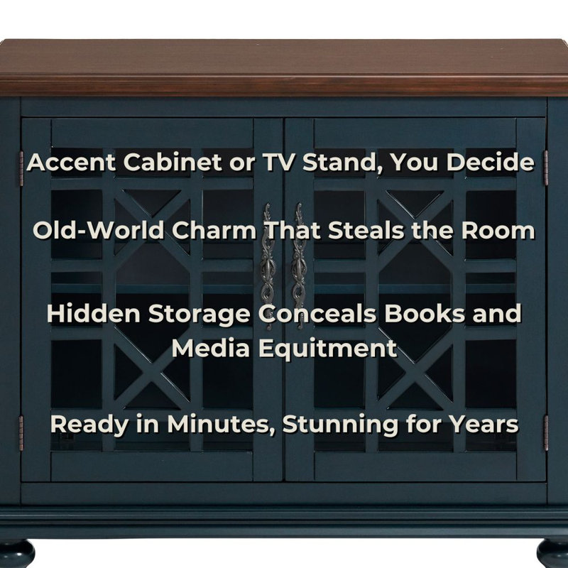 Ahmara 2 - Door Accent Cabinet, Coffee Walnut/Catalina Blue