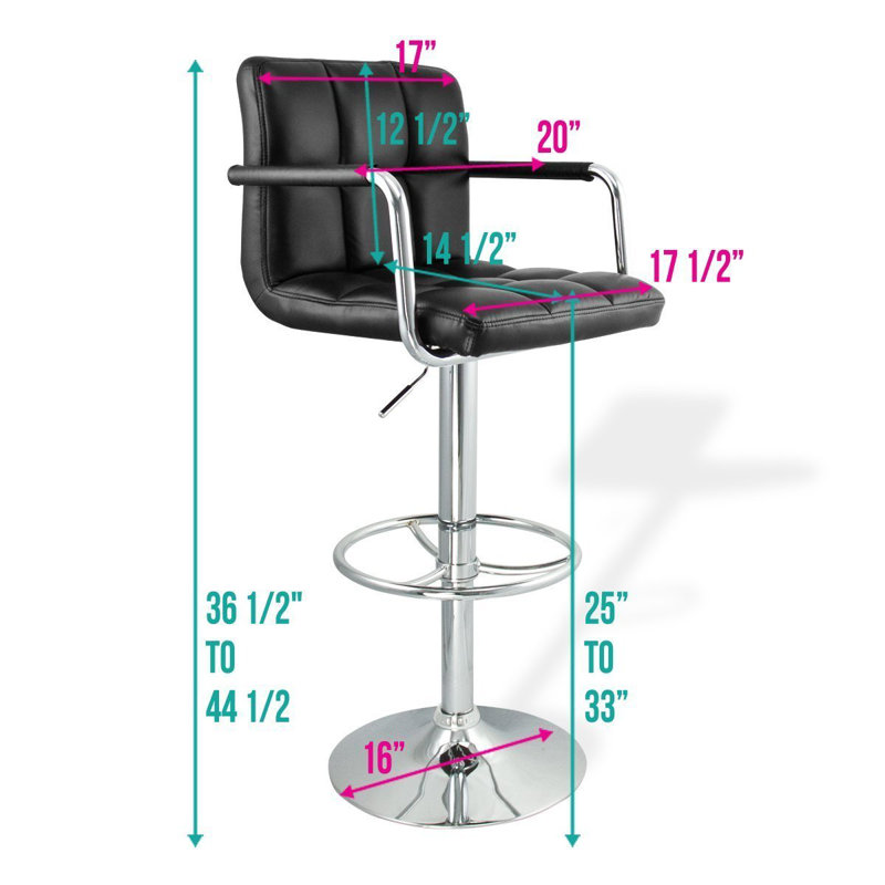 Tabouret de bar pivotant à hauteur réglable Beckwith, Noir