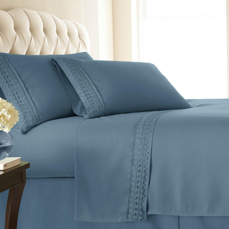 Ensemble de draps en microfibre Jaquil, Double, Bleu couronne