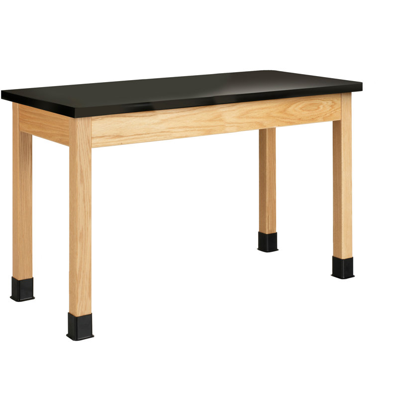 Série de tables à tablier PerpetuLab, Résine époxyde noire / chêne, H 36 po x L 60 po x l 24 po