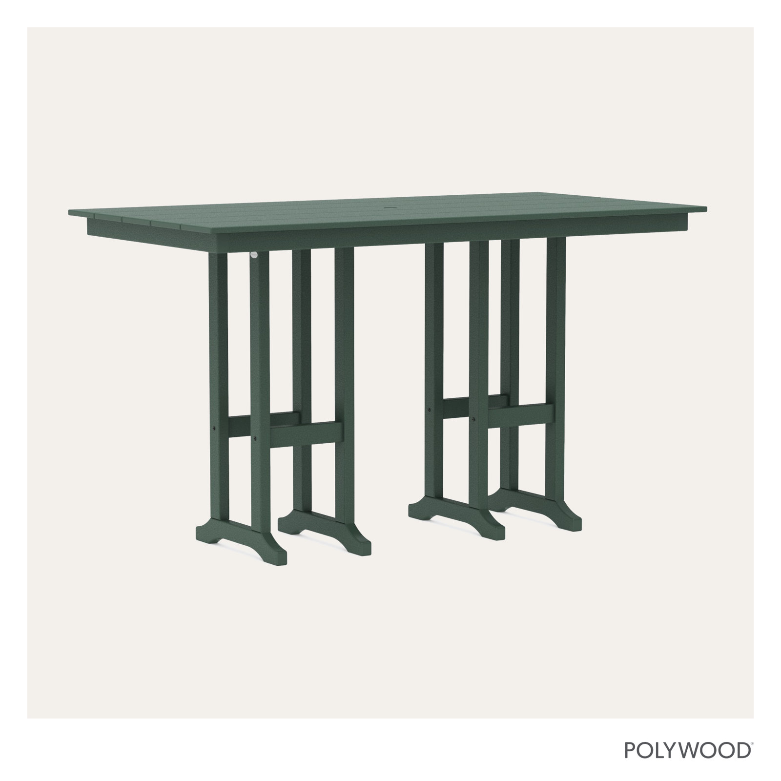 POLYWOOD® Tables Patio Dining Table, Green, 42.06"H x 37.72"W x 72"L