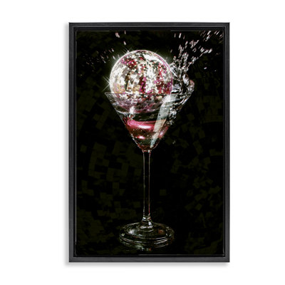 Toile flottante encadrée Disco & Cocktail Splash par Ziwei Li