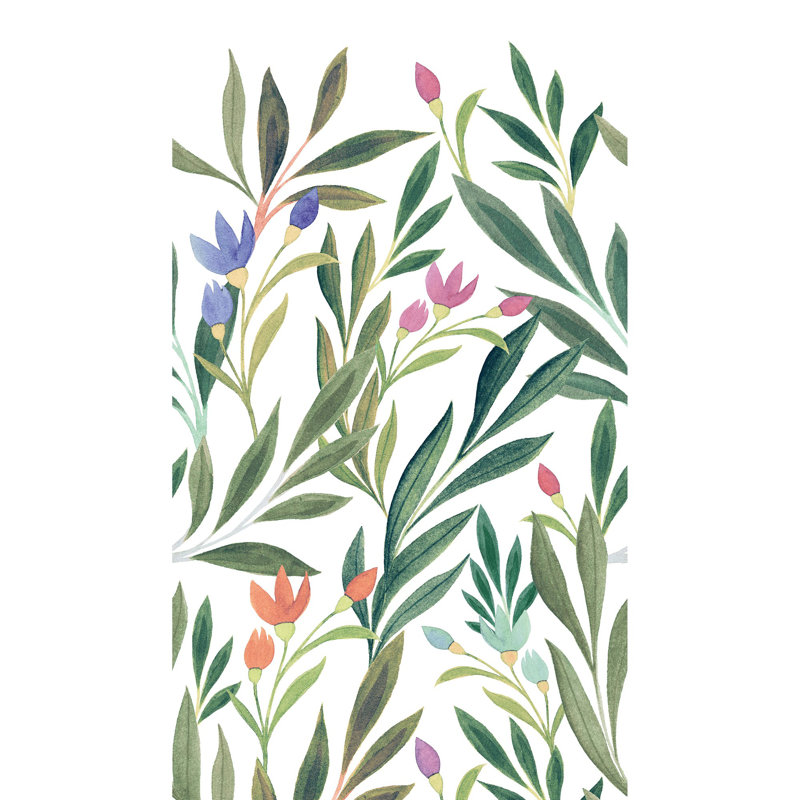 Orom II Collection All-over Floral and Leaf 62.5-inches wide x 9.18-feet high 3-panel Wall Mural