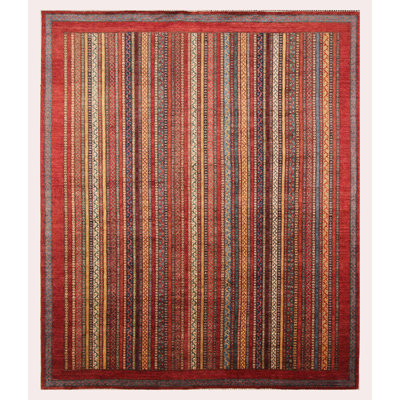 Aryana Wool Striped Area Rug in Red