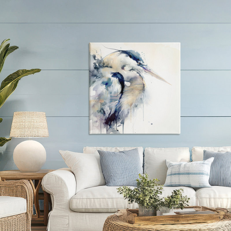 «Coastal Serenity Blue Heron», conception par Sally Kaye Barlow / Makaio Design, H 36 po x l 36 po