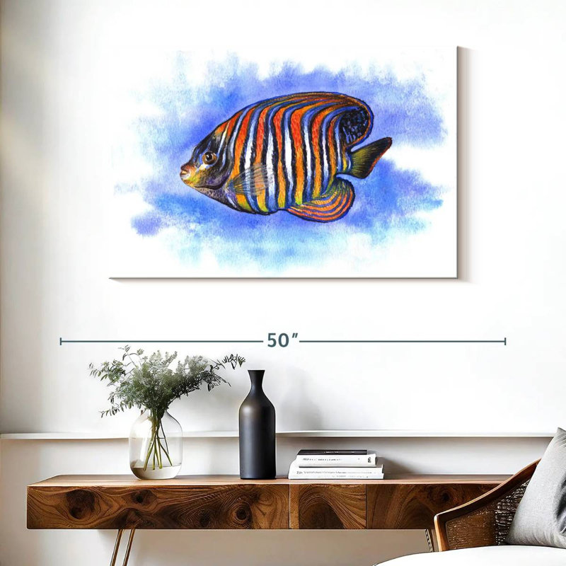 Aquarelle, poisson-ange royal, H 26 po x l 39 po