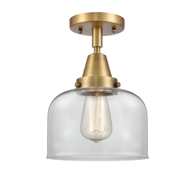 Brushed Brass and Glass Dimmable Flush Mount Light