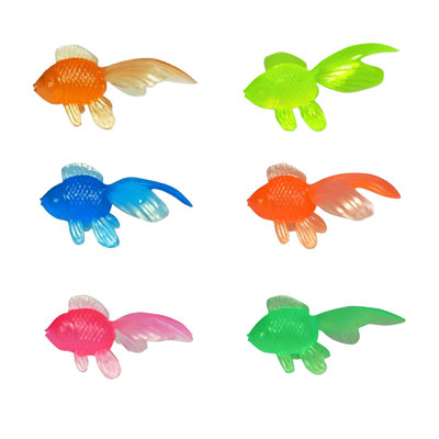 6 Pack Pool Floating Goldfish Toy 2 Inch Soft TPR Lifelike Simulation Fish For Bathtub Kids Fishing Game Water Decoration