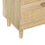 Commode de rangement à 6 tiroirs avec façade en rotin, poignées en métal et base en bois