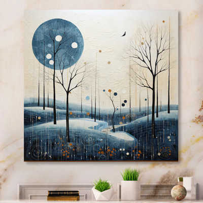 «Blue Century» Mid-Century Minimalist Oasis II - impression de collages abstraits sur métal