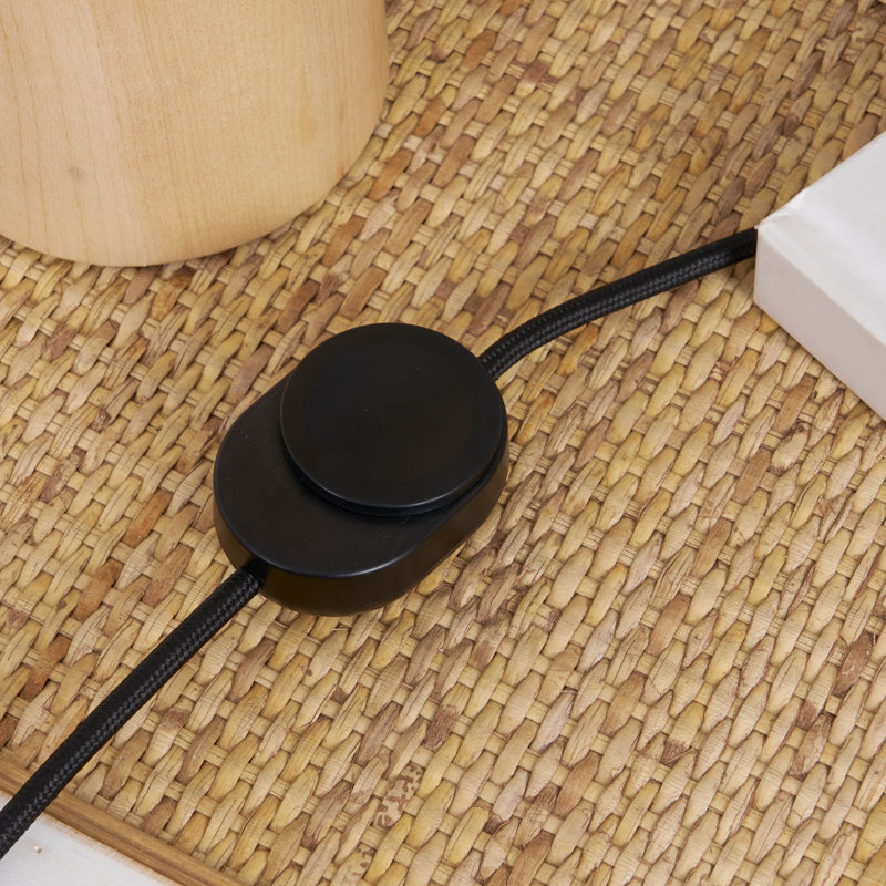 Lampe de table moderne à DEL 9,5 po avec abat-jour ovale en verre givré et port USB-C Ivy Wood, Beige, Bois