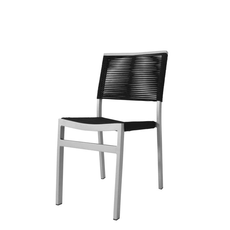 Fiji Outdoor Dining Side Chair, Kessler Silver/Black
