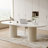 Modern Oval Writing Desk,Glossy Office Table,with Double Solid Wood Legs-695320467-677671807