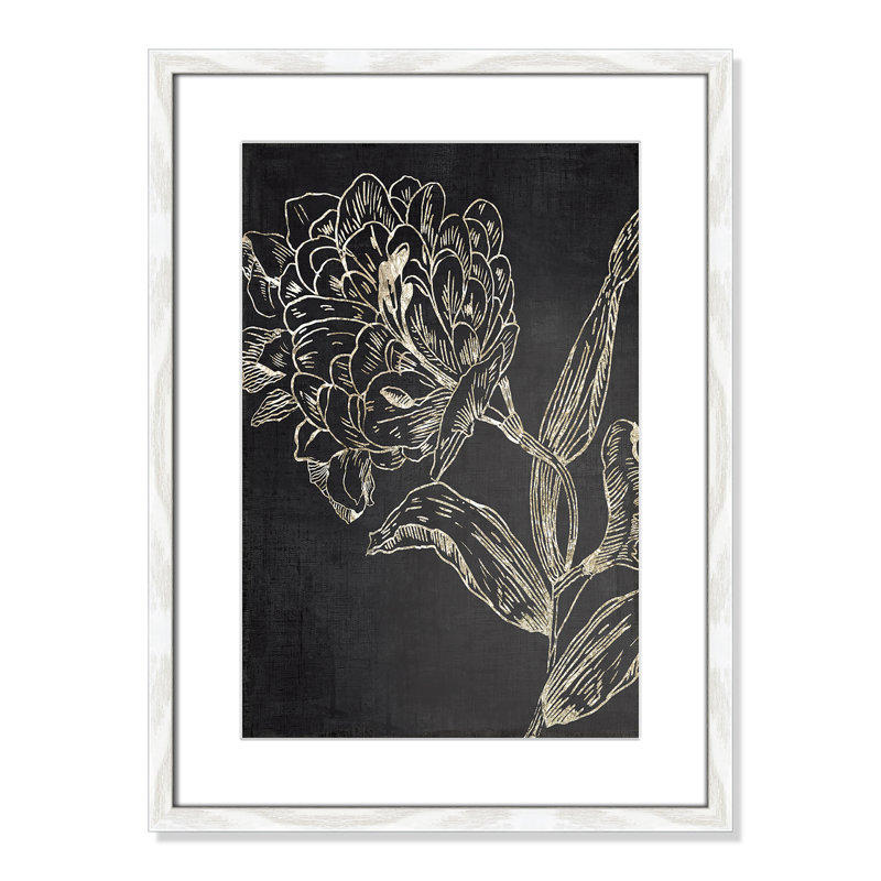 Clarendon Golden Flower Folklore II by Asia Jensen - Picture Frame Graphic Art, 23" H x 17" W, White Wood Grain