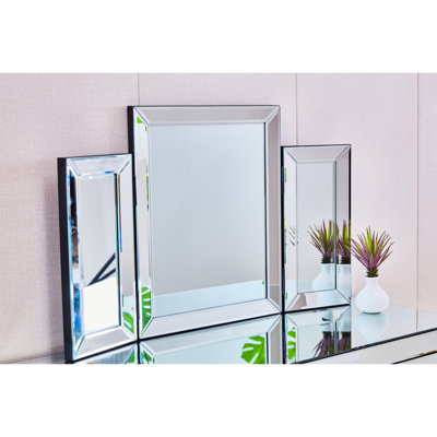 Miroir contemporain pliant rectangulaire, 31 po x 20 po, encadré, élégant pour la chambre à coucher, le salon, la décoration murale d'entrée