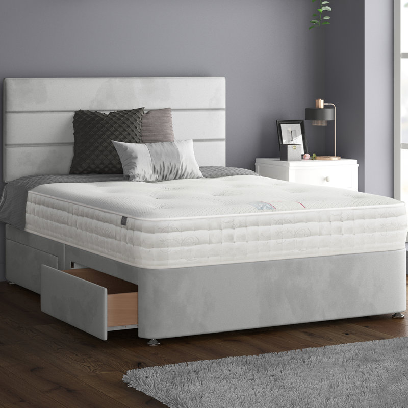 Hayder Divan Bed Base, Silver, Single (3'), 2 Right Drawers
