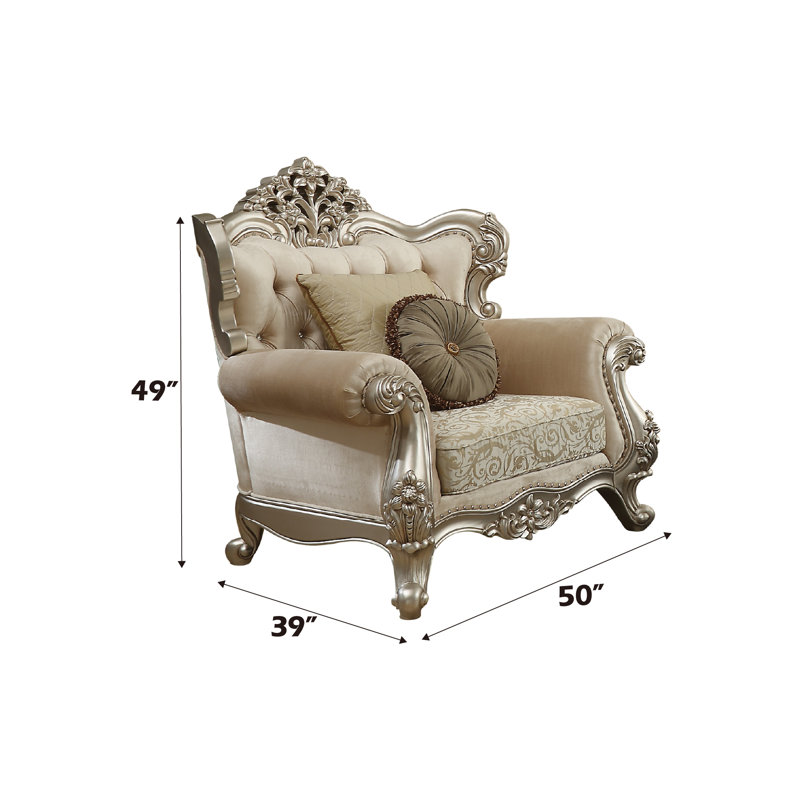 Jabari 50" Wide Tufted Armchair in Beige/Champagne