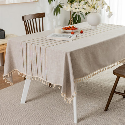 Cotton Linen Wrinkle-Free Tablecloth With Waterproof Coating